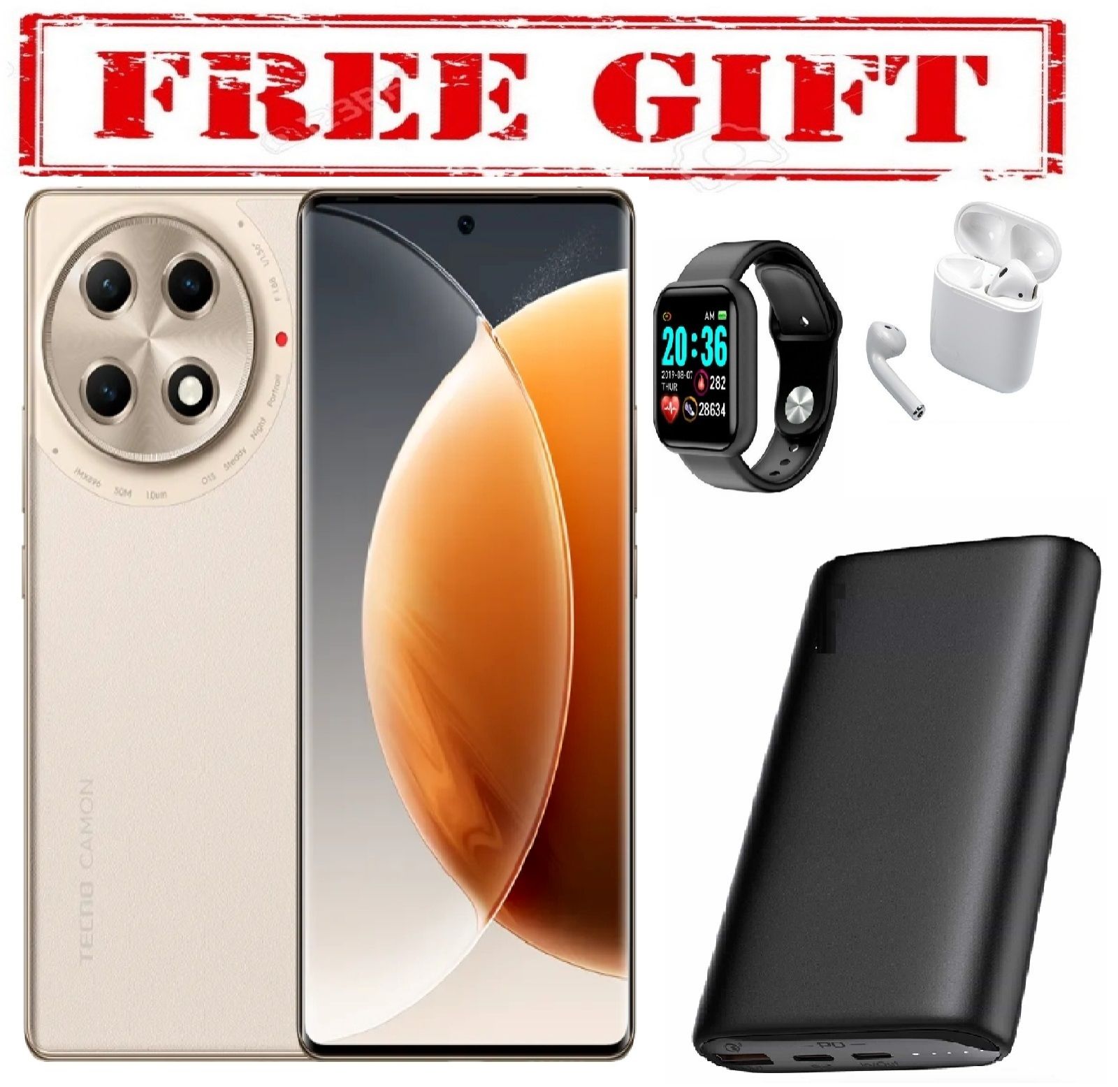 NEW ARRIVAL BRAND NEW Tecno Camon 30S PRO CURVED SCREEN 6.78''FHD-AMOLED 12OHz, 256GB ROM+ 16 GB RAM(8GB +8 GB RAM Extended) Daul Sim, 5000mAh COMES WITH FREE GIFTS ( AIRPODS + SMART WATCH +POWERBANK