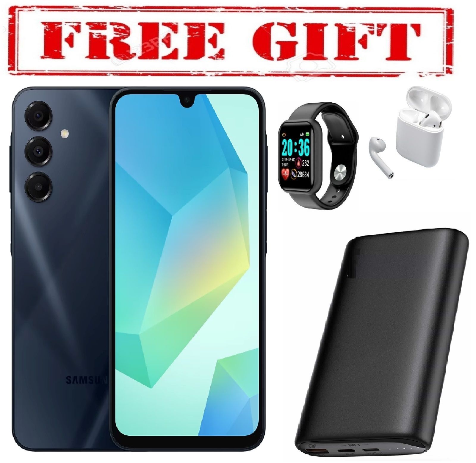 NEW ARRIVAL BRAND NEW SAMSUNG GALAXY A16, 5G 6.7'' HD+, 4GB RAM + 128GB ROM, DUAL SIM, 50MP, 5000mAh COMES WITH FREE GIFTS ( AIRPODS + SMART WATCH +POWERBANK ) FOR YOU