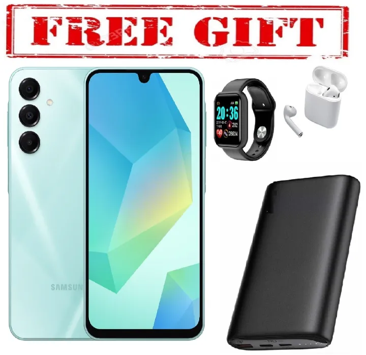 NEW ARRIVAL BRAND NEW SAMSUNG GALAXY A16, 5G 6.7'' HD+, 4GB RAM + 128GB ROM, DUAL SIM, 50MP, 5000mAh COMES WITH FREE GIFTS ( AIRPODS + SMART WATCH +POWERBANK ) FOR YOU