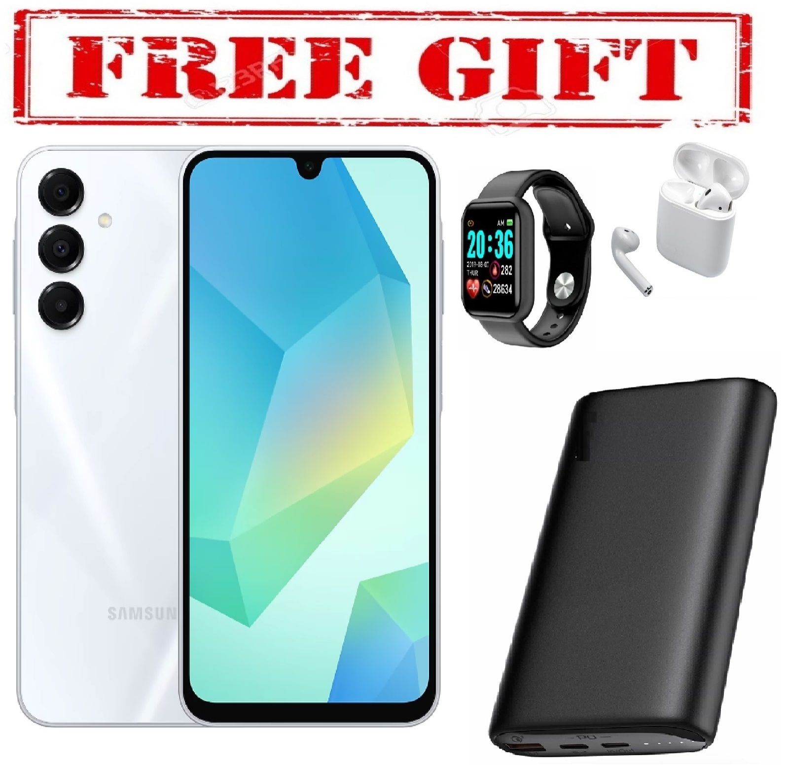 BRAND NEW SAMSUNG GALAXY A16, 5G 6.7'' HD+, 8GB RAM + 256GB ROM, DUAL SIM, 50MP, 5000mAh  COMES WITH FREE GIFTS ( AIRPODS + SMART WATCH +POWERBANK ) FOR YOU