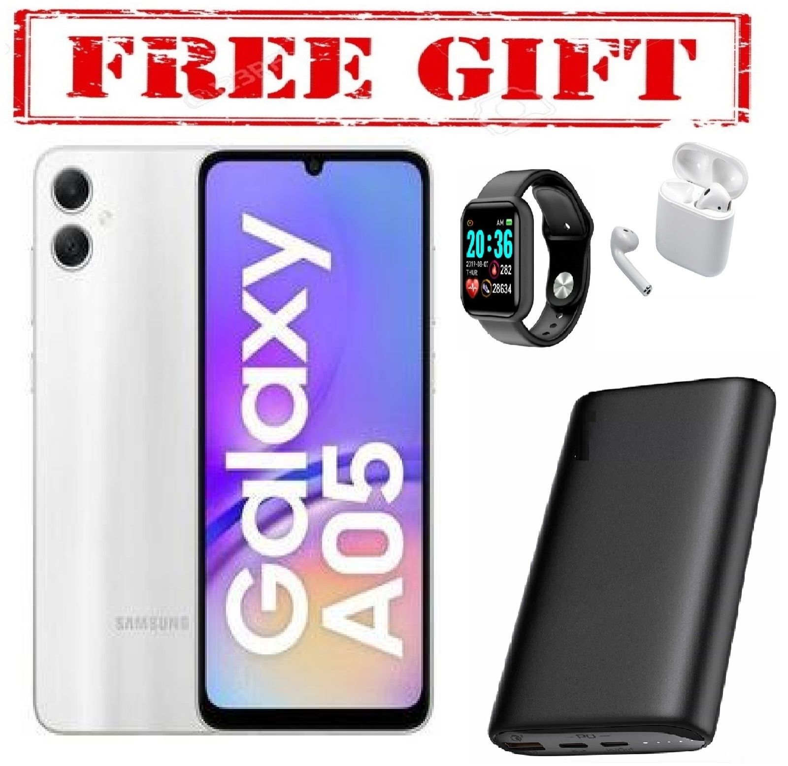 LIMITED DISCOUNT   BRAND NEW Samsung Galaxy A05, 6.7'' 4GB RAM + 64GB ROM (Dual Sim) 50MP Camera, 5000mAh COMES WITH FREE GIFTS ( AIRPODS + SMART WATCH +POWERBANK ) FOR YOU
