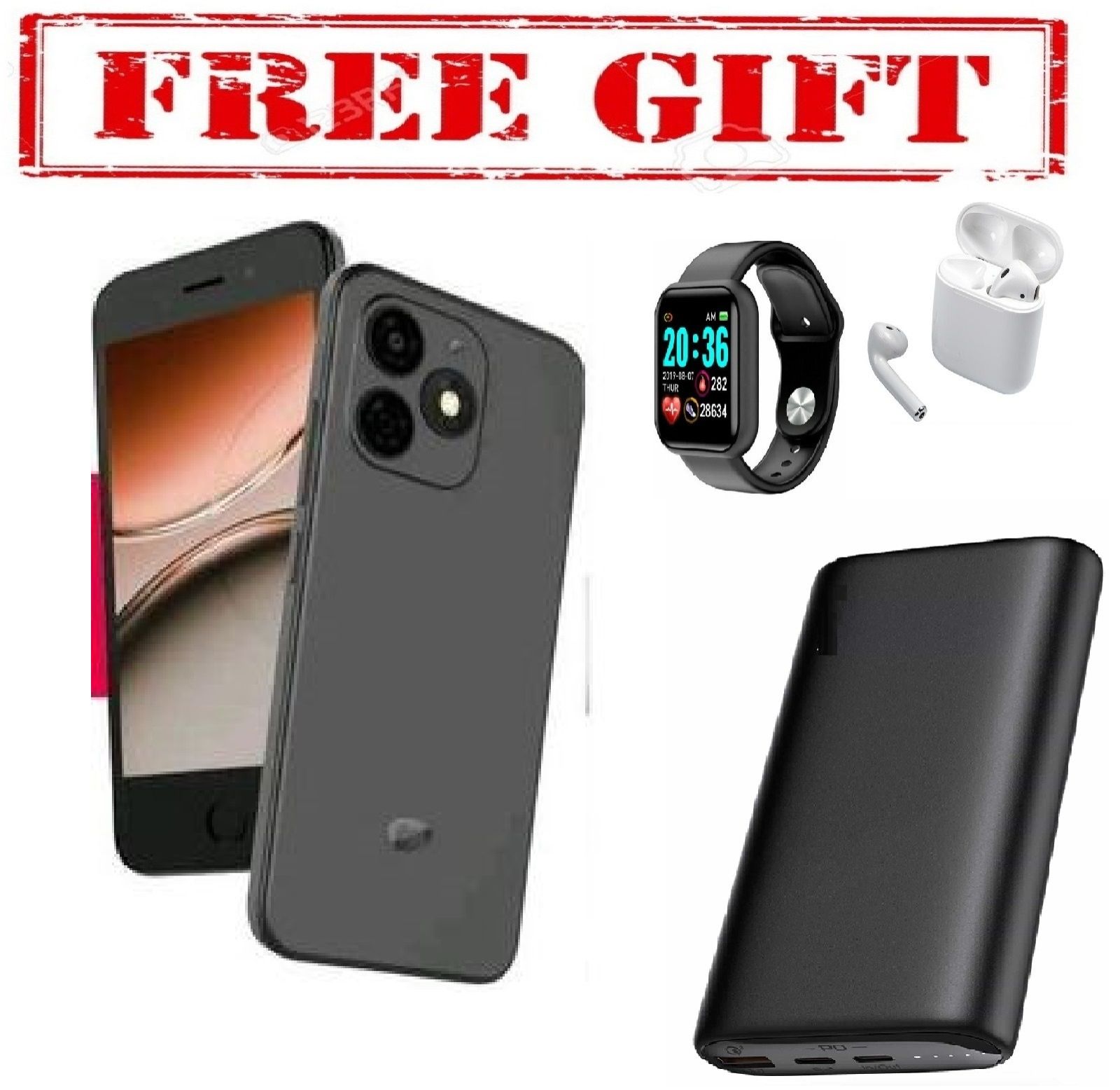 LIMITED  DISCOUNT !!!BRAND NEW  Itel A20, 5 Inch Display,32GB Storage+4(2+2)GB RAM,Front Fingerprint,1 YEAR WARRANTY.. COMES WITH FREE GIFTS ( AIRPODS + SMART WATCH +POWERBANK ) FOR YOU