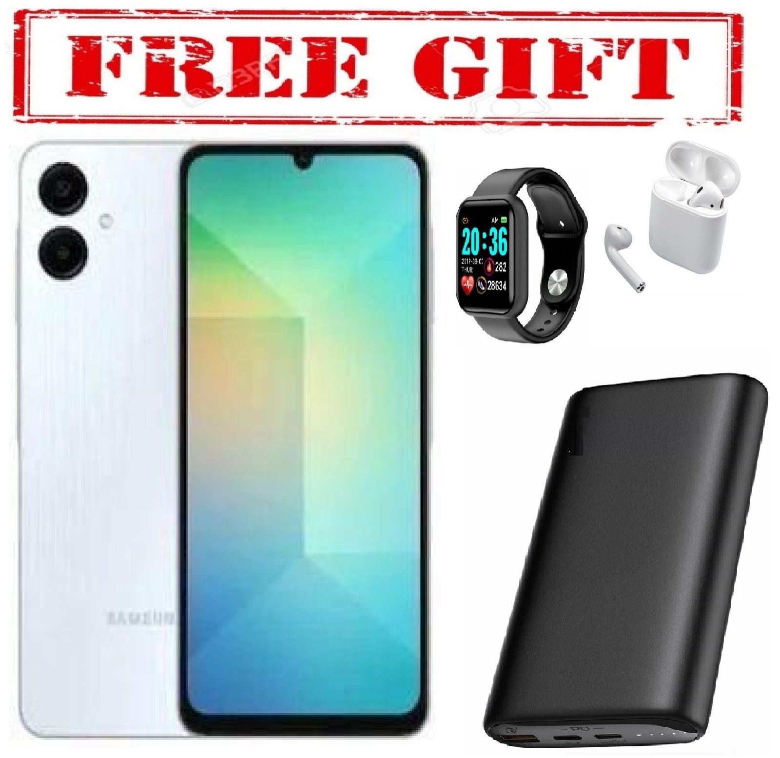 LIMITED OFFER !!!!BRAND NEW Samsung GALAXY A06, SCREEN DISPLAY 6.7" //4GB RAM +64 GB ROM //DUAL SIM //5000MAH //50MP //ANDROID 14 COMES WITH FREE GIFTS ( AIRPODS + SMART WATCH +POWERBANK ) FOR YOU