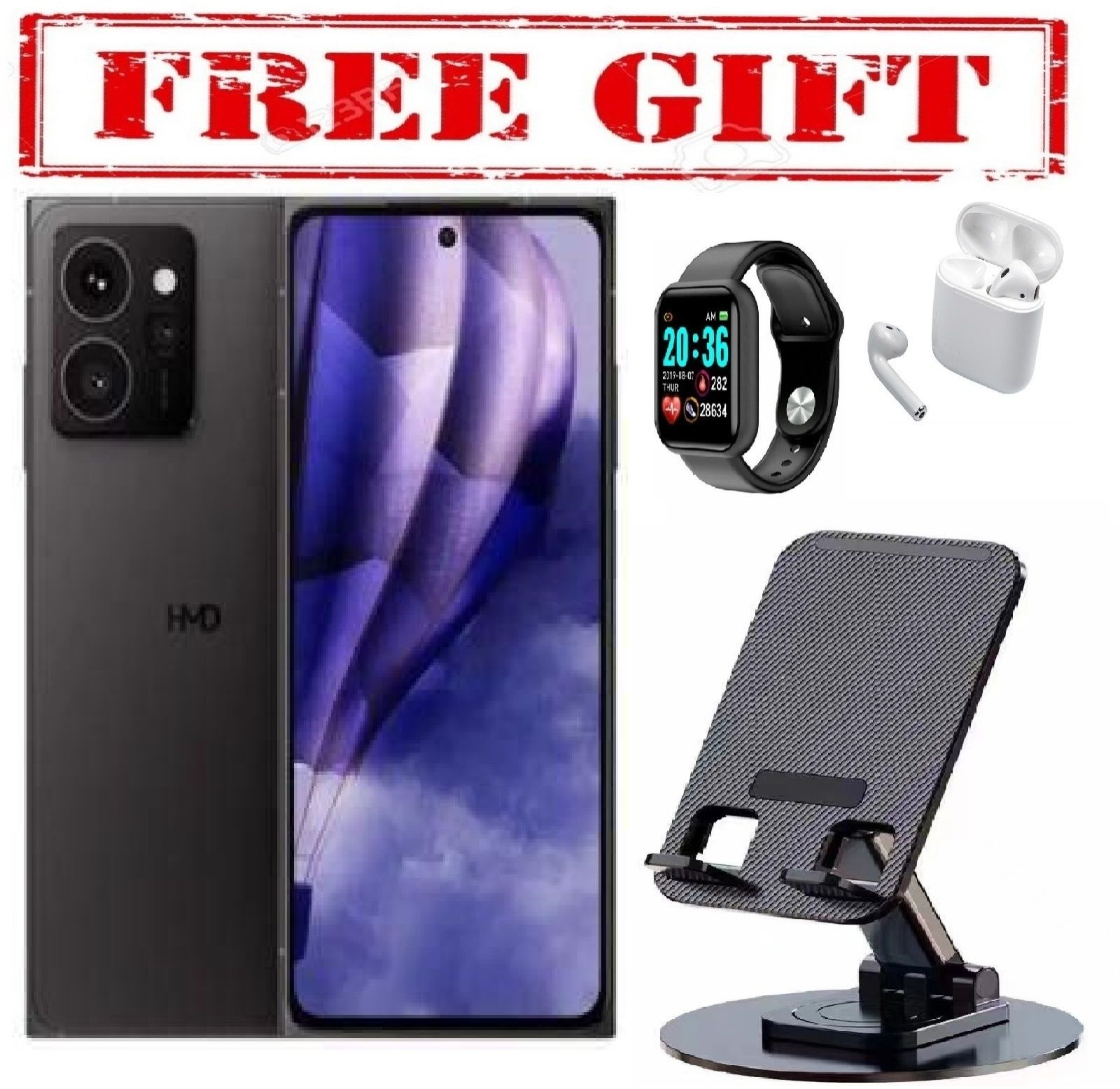 LIMITED OFFER !!BRAND NEW !! HMD ARC, 4GB RAM + 64GB ROM, 6.55", 4600mAh, 5G, 108MP COMES WITH FREE GIFTS ( AIRPODS + SMART WATCH+ PHONE HOLDER ) FOR YOU