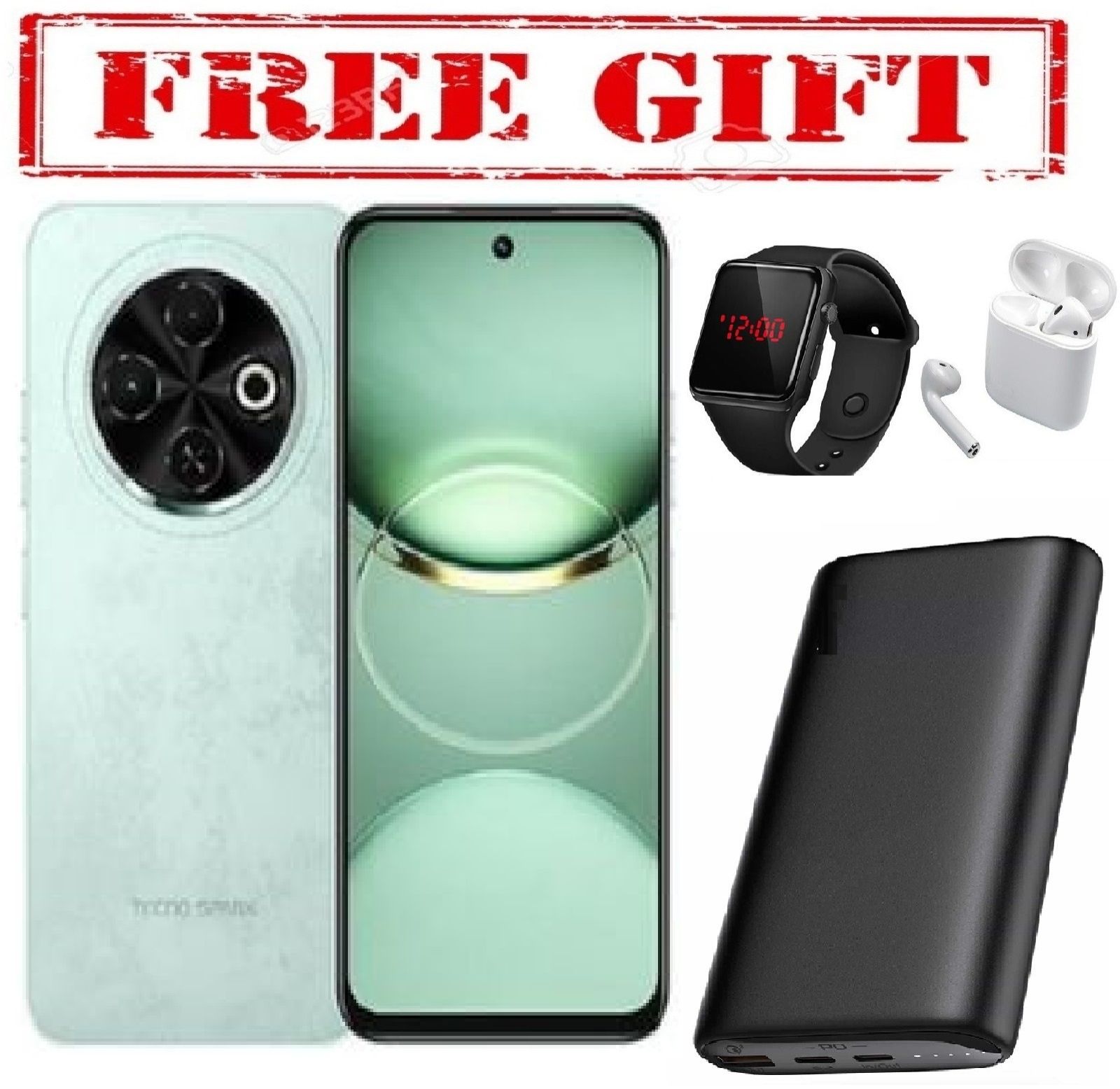 [Anniversary sale]TECNO SPARK 30C 128GB +8(4+4)GB 6.6" 120Hz Phone Dynamic Port 50MP Dual Speakers 7.8mm Ultra Slim 5000mAh 18W Type-C Dual SIM 4G Smart Phones Side Fingerprint Phones with free gifts