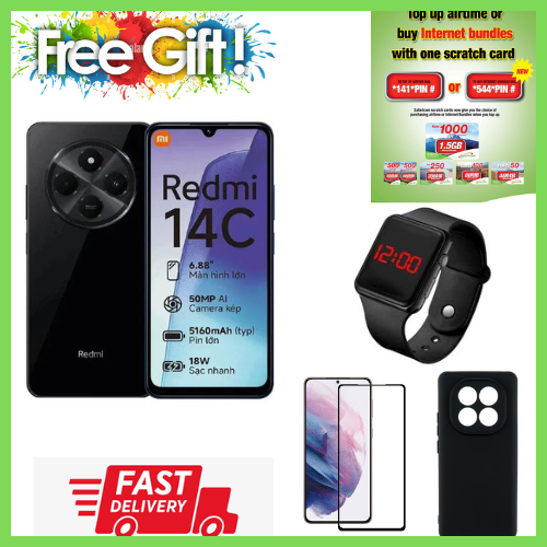 LIMITED TIME DEAL!!BRAND NEW Xiaomi Redmi 14C 8(4+4)GB RAM + 256GB/128GB Storage 6.88" 120Hz HD+ 4G Dual Sim 5160mAh Battery 50MP triple main camera Android 14 Smart Phones.. comes with free gifts