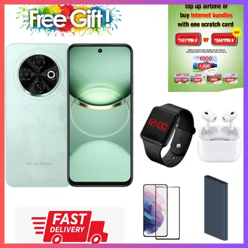 HOLIDAY DISCOUNT !!! Tecno Spark 30c, 6.67'' HD+, UP to 8GB RAM + 128GB ROM (Dual Sim) 50MP, 5000 mAh COMES WITH FREE GIFTS ( AIRPODS + WATCH + POWER BANK )