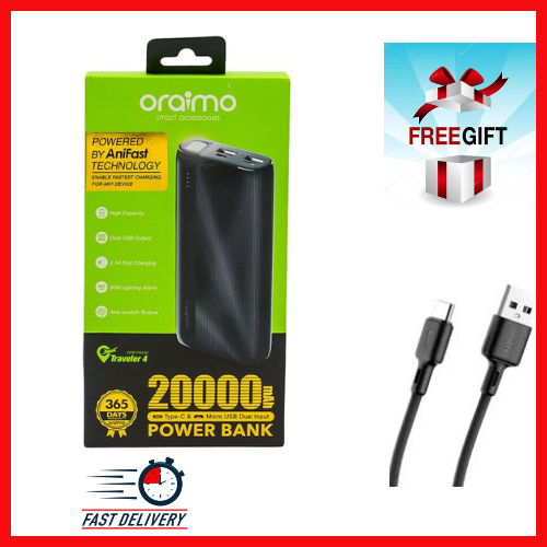 LIMITED OFFER !! BRAND NEW Oraimo Powerbank 20000mAh - Black