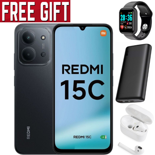 NEW ARRIVALS DEALS! REDMI 15C 256GB/128GB ROM + 16GB/8GB RAM EXPANDABLE  6.9'' LCD 50MP Main Camera 8MP selfie camera 6000mAh 33W Fast Charger Android 15 Side Fingerprint -Smartphones Side fingerprint