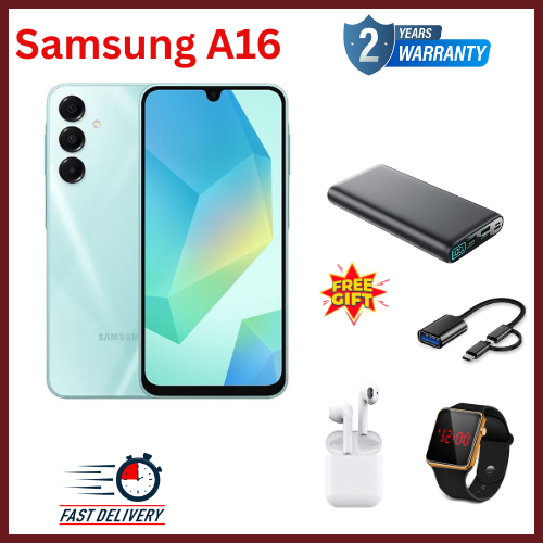 LIMITED DISCOUNT !!!! BRAND NEW SAMSUNG GALAXY A16,  6.7'' HD+, 4GB RAM + 128GB ROM, DUAL SIM, 50MP, 5000mAh SMARTPHONES COMES WITH FREE GIFTS ( AIRPODS + SMART WATCH +POWERBANK ) FOR YOU