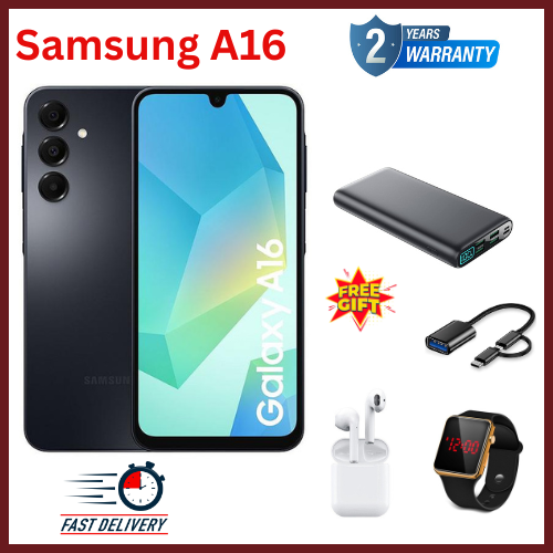 LIMITED DISCOUNT !!!! BRAND NEW SAMSUNG GALAXY A16,  6.7'' HD+, 4GB RAM + 128GB ROM, DUAL SIM, 50MP, 5000mAh SMARTPHONES COMES WITH FREE GIFTS ( AIRPODS + SMART WATCH +POWERBANK ) FOR YOU
