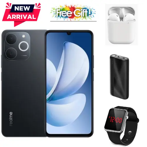 Realme Note 70- 6.74'' Inch, UP TO 8GB(4+4) RAM + 128GB, 5000mAh (Dual Sim) COMES WITH FREE GIFTS POWERBANK +AIRPODS + LED WATCH FOR YOU BLACK