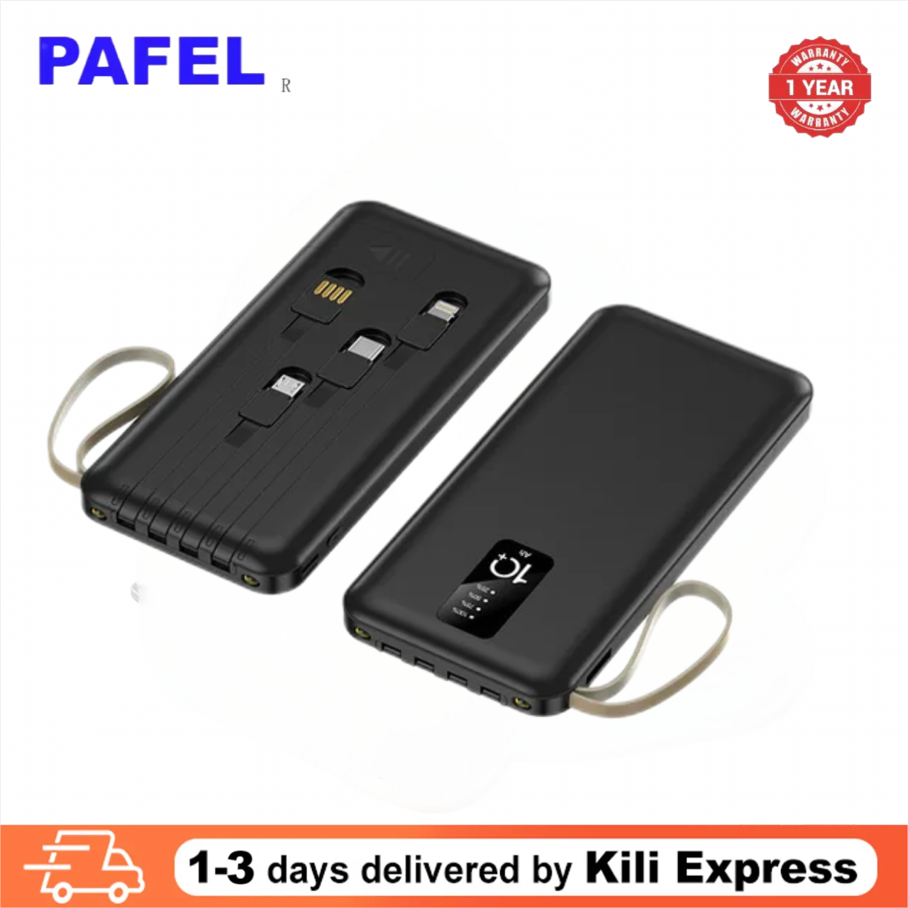 PAFEL Power Bank 20000mAh Built in 4 Cable Portable Charger External Battery Pack Powerbank 20000 mAh For iPhone Huawei Xiaomi Samsung
 20000mah