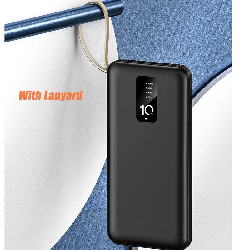 PAFEL Power Bank 20000mAh Built in 4 Cable Portable Charger External Battery Pack Powerbank For iPhone Huawei Xiaomi Samsung Tecno OPPO phone Refurbished Phone SmartPhones Mobile Phones Tablet PC