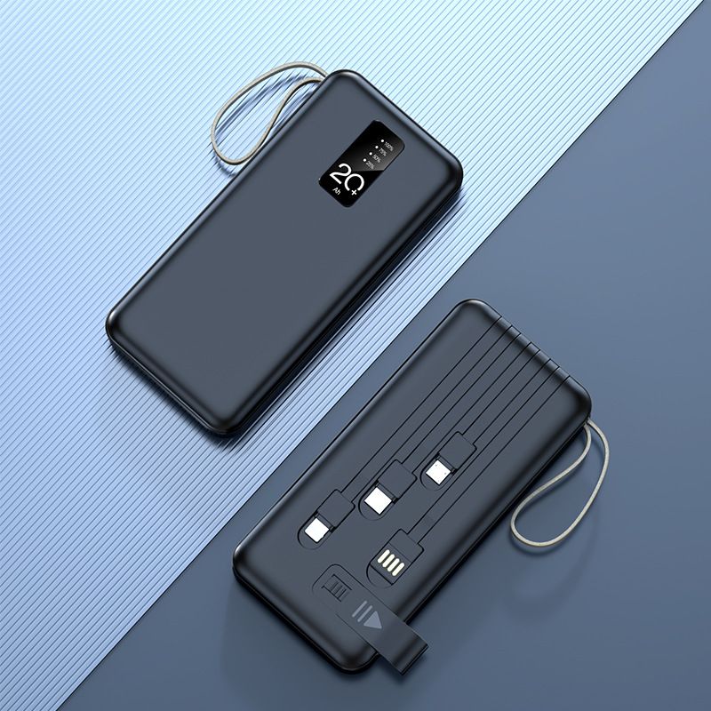PAFEL Power Bank 20000mAh Built in 4 Cable Portable Charger External Battery Pack Powerbank For iPhone Huawei Xiaomi Samsung Tecno OPPO phone Refurbished Phone SmartPhones Mobile Phones Tablet PC