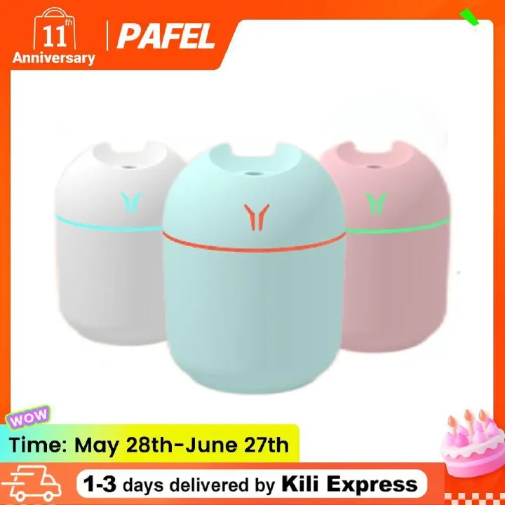 PAFEL Humidifier 250ML Mini Ultrasonic Air Humidifiers Romantic Light USB Essential Oil Diffuser Vehicle Mounted Purifier LED Changing Color Light Aromatic Anion Spray Humidifier