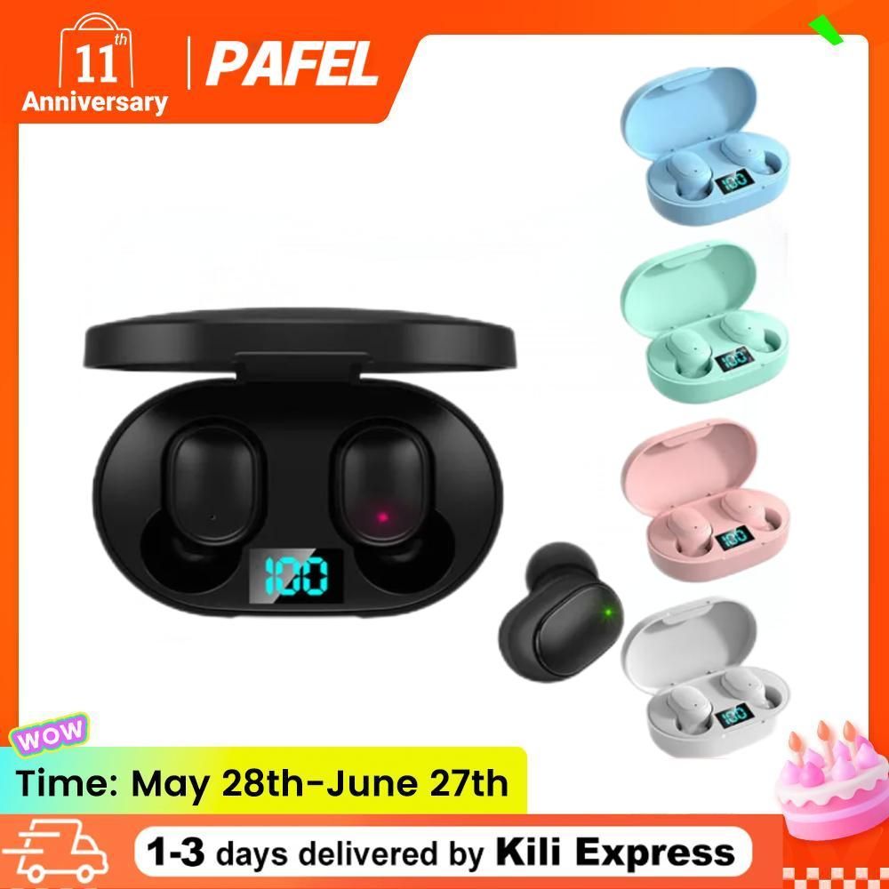 PAFEL E6S TWS Wireless earphone Bt 5.0 Noise Canceling earbuds HiFi Stereo Mini Low Latency earpods Waterproof Sports In-Ear Earphones Black