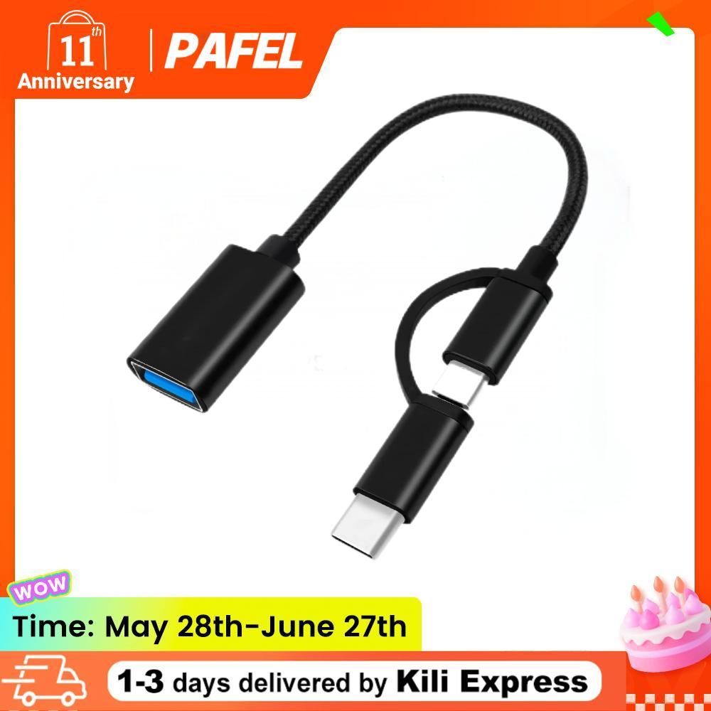 PAFEL 2 in 1 OTG USB Adapter micro usb &Type C to USB 3.0 Adapter USB Cable For Macbook pro Samsung Huawei Xiaomi USB Data Cable OTG 2 in 1 Black