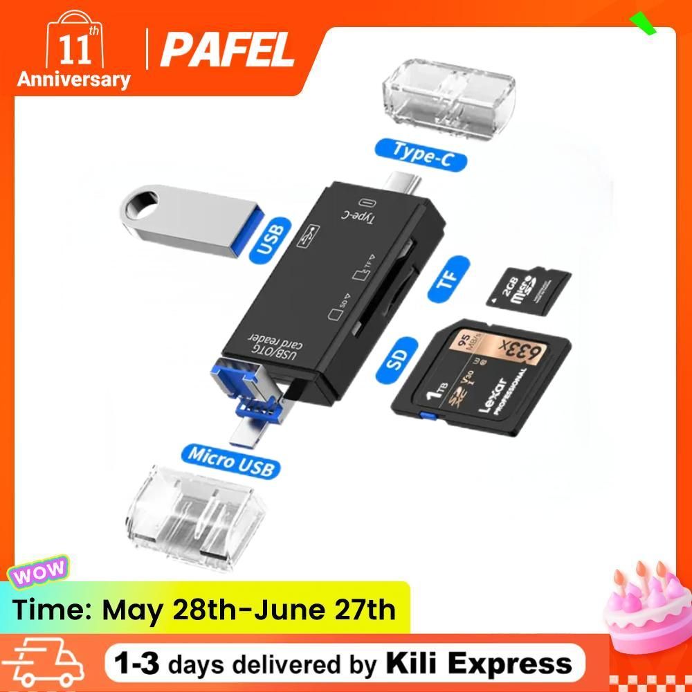 PAFEL 6 in 1 OTG Type C Card Reader USB 2.0 TF Micro SD Smart Memory Flash Drive Adapter Micro Phone Accessories Multifunction Card Reader