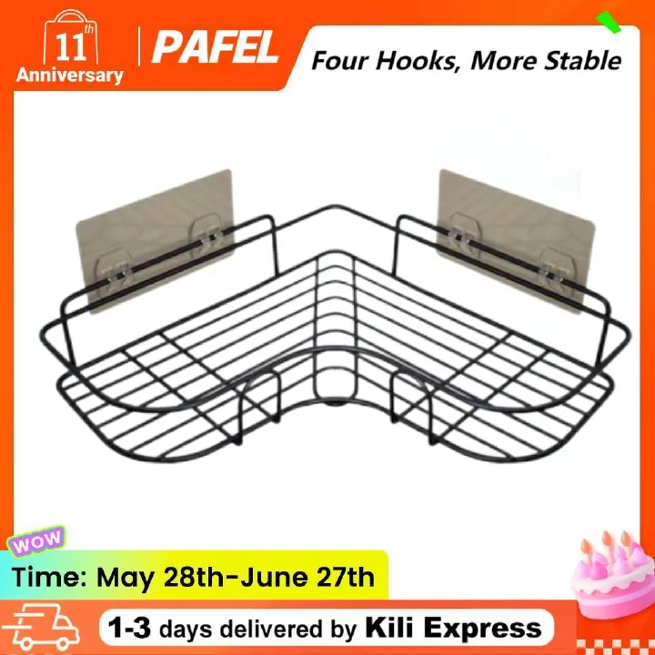 PAFEL bathroom rack shower rack shampoo storage rack all metal kitchen storage rack non perforated wall mounted sturdy storage rack bathroom accessories