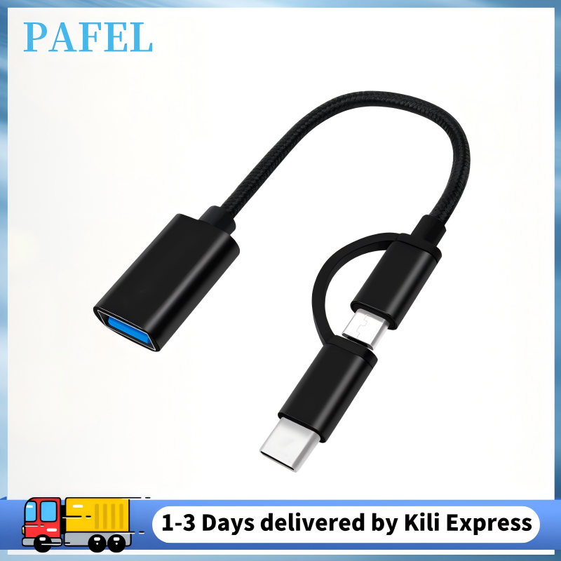 PAFEL 2 in 1 OTG USB Adapter micro usb &Type C to USB 3.0 Adapter USB Cable For Macbook pro Samsung Huawei Xiaomi USB Data Cable OTG 2 in 1 Black