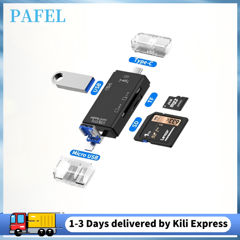 PAFEL 6 in 1 OTG Type C Card Reader USB 2.0 TF Micro SD Smart Memory Flash Drive Adapter Micro Phone Accessories Multifunction Card Reader