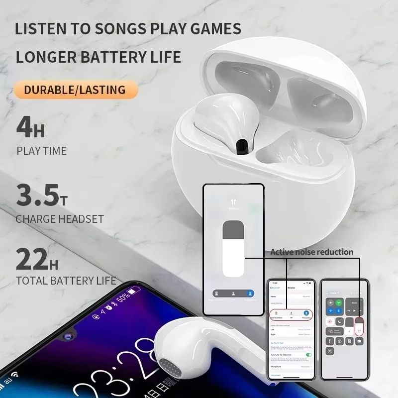 PAFEL TWS Pro6 Bluetooth Earpods TWS Wireless Bluetooth Earphones Macaron earpos V5.3 9D Hi-Fi Stereo Sound Low Latency Gaming Earbuds Sports Headset