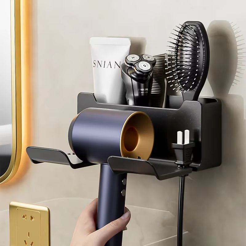 PAFEL Bathroom wall mount hair dryer rack Shower Bathroom Furniture Kitchen Storage Rack Large Capacity Household Storage bathroom hair dryer rack storage box shower hair dryer storage rack