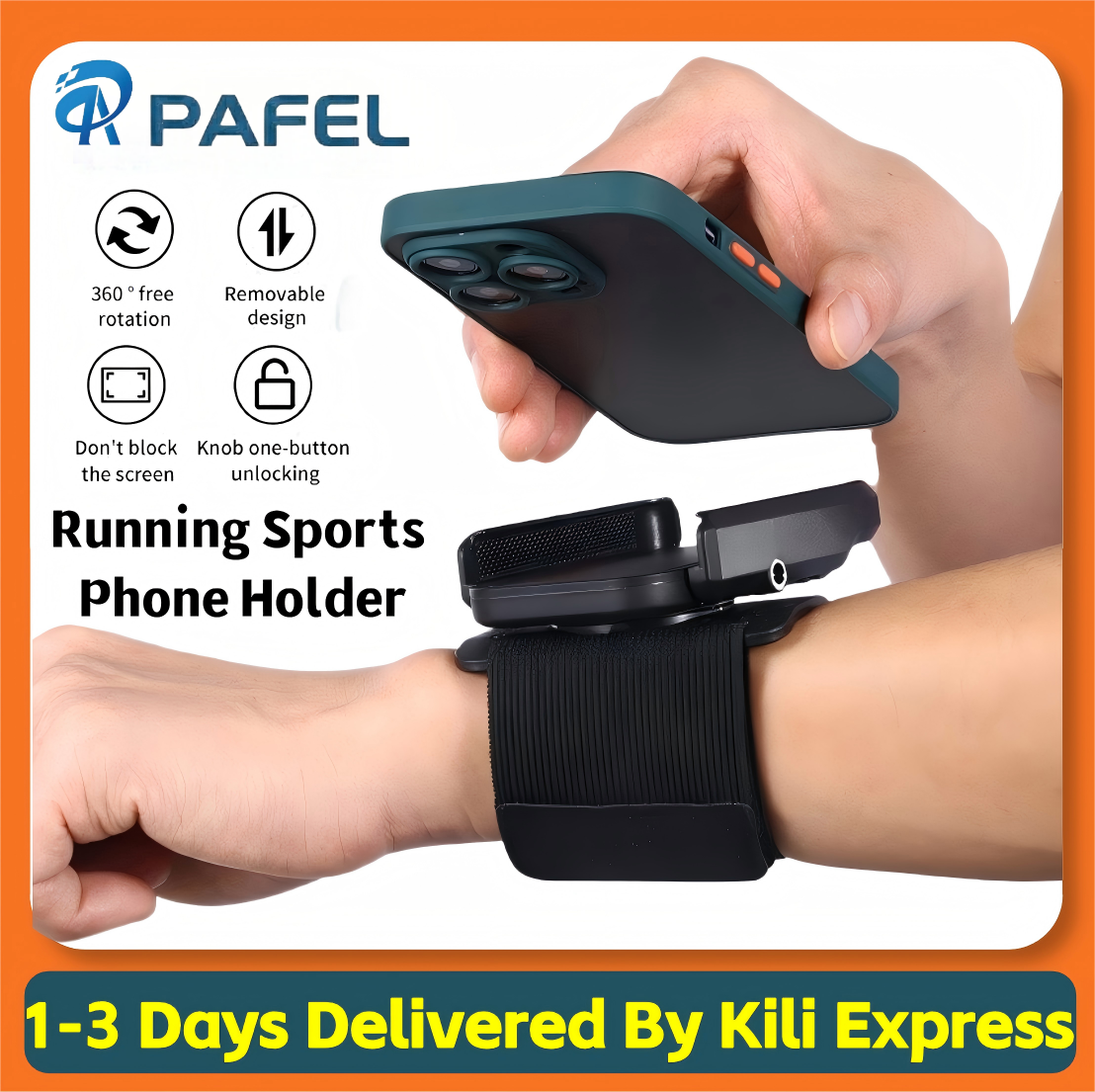 PAFEL Phone holder Portable Wristband Phone Mount Armband Anti Slip Mount 360° Rotating Phone Wrist Bag Arm Bag for Running Cycling Hiking Biking phone stand