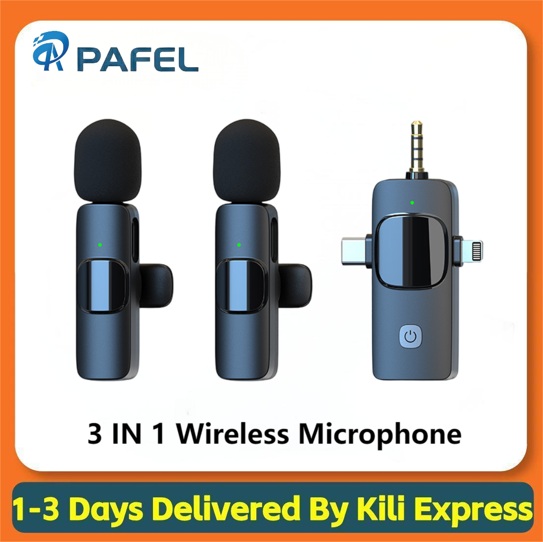 PAFEL 3 In 1 Professional Wireless Lavalier Microphone Recording Mini Clear High Quality Dual Microphone Windproof Microphone Suitable For Smartphones Cameras Computers Live Video Shooting