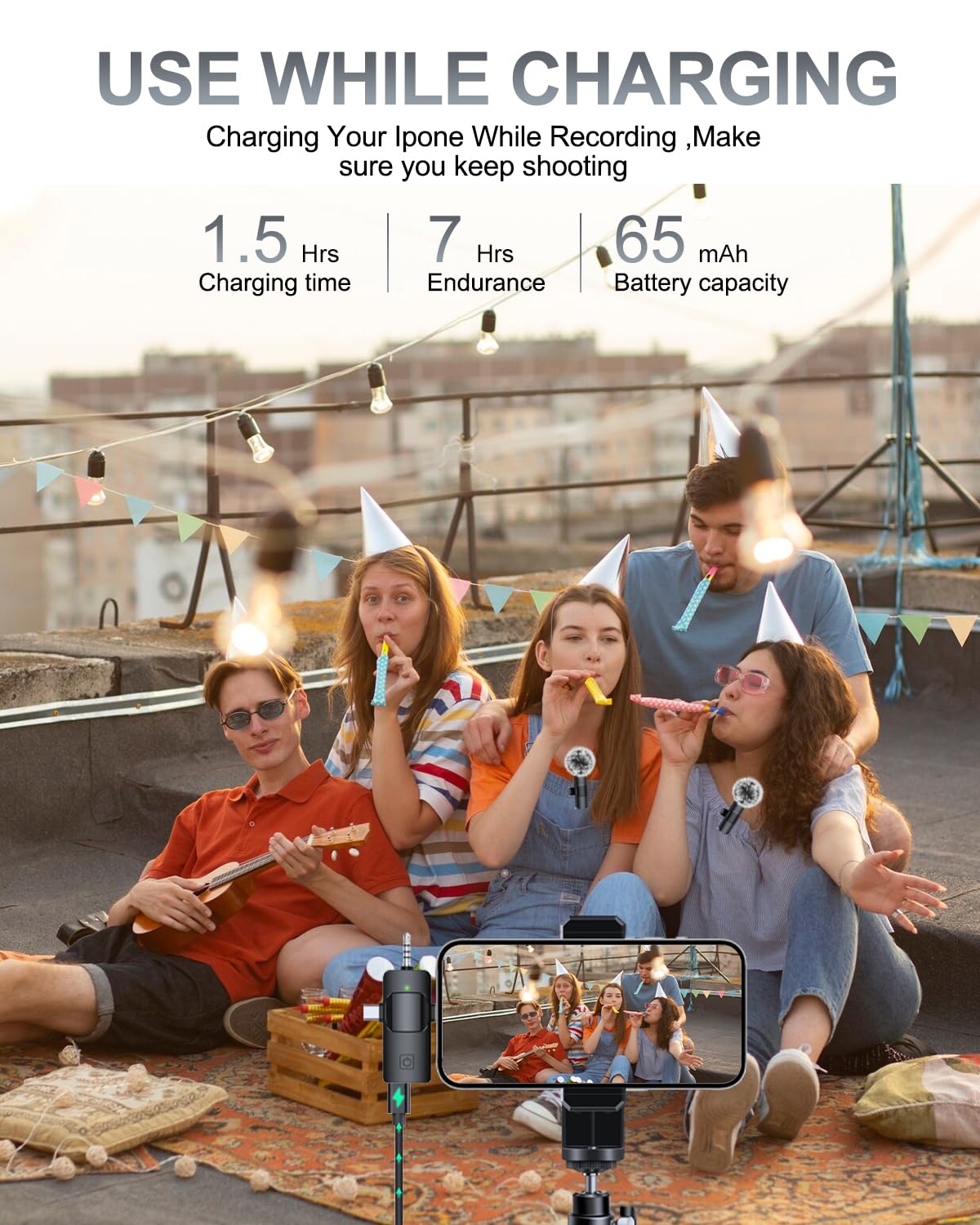 PAFEL 3 In 1 Professional Wireless Lavalier Microphone Recording Mini Clear High Quality Dual Microphone Windproof Microphone Suitable For Smartphones Cameras Computers Live Video Shooting