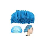 Disposable Blue/White Hairnets Nurse Caps Scrub -100pcs Set