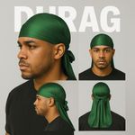 2PCS Silky Durag Pack For Men Waves, Satin Doo Rag For 360 540 720 Waves (wine Red+dark Green)