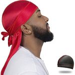 4PCS Silky Durags, Silk Durag for Men Women Waves, Silk Durag Pack with 1 Wave Cap, Silky Satin Durag Extra Long Tails