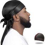 4PCS Silky Durags, Silk Durag for Men Women Waves, Silk Durag Pack with 1 Wave Cap, Silky Satin Durag Extra Long Tails