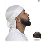 4PCS Silky Durags, Silk Durag for Men Women Waves, Silk Durag Pack with 1 Wave Cap, Silky Satin Durag Extra Long Tails
