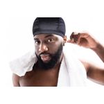 2PCS Silky Wave Caps for Men Waves, Good Compression Caps Over Durags for 360 Waves, Ideal Gifts for Farther's Day (Black+Black)