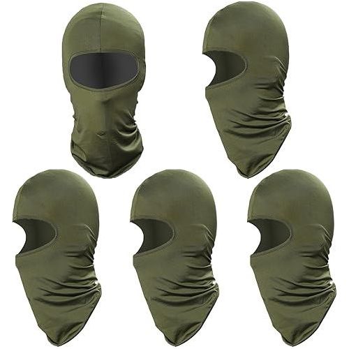 6pcs Ski Mask Balaclava Full Face Mask Cover Summer Face UV Protector Protection Windproof Men Women Outdoor Sports Army Green