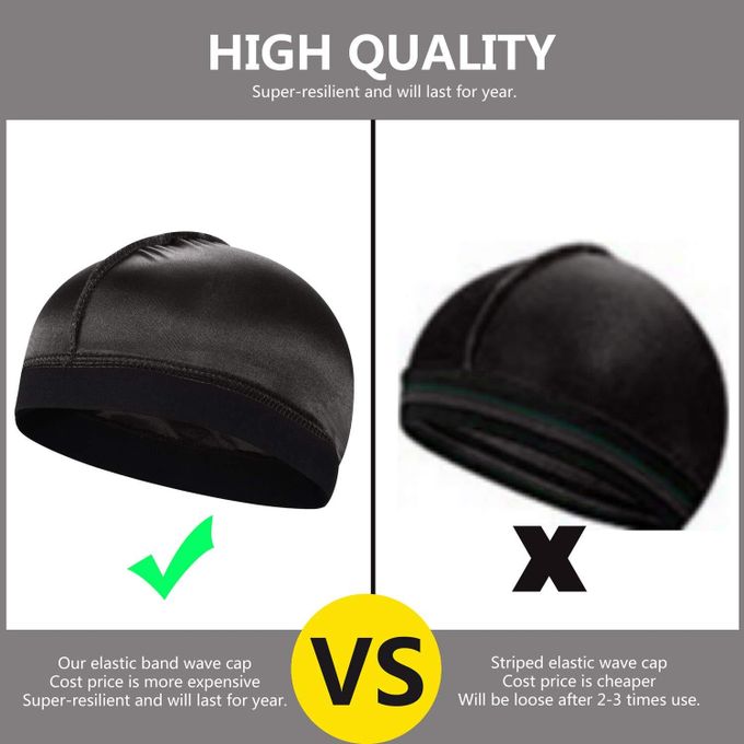 2 Pcs Wave Cap, Silk Stocking Wave Caps for 360 Waves, Silky Durag for Men, Stain Caps