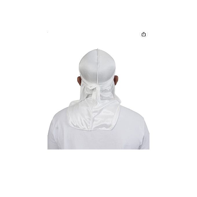 QUALITY GUARANTEED - Premium Silk/Velvet/Bandana WHITE Durags with Long Tail Colorful 360 Waves Cap Doo rag for Men Du-rag