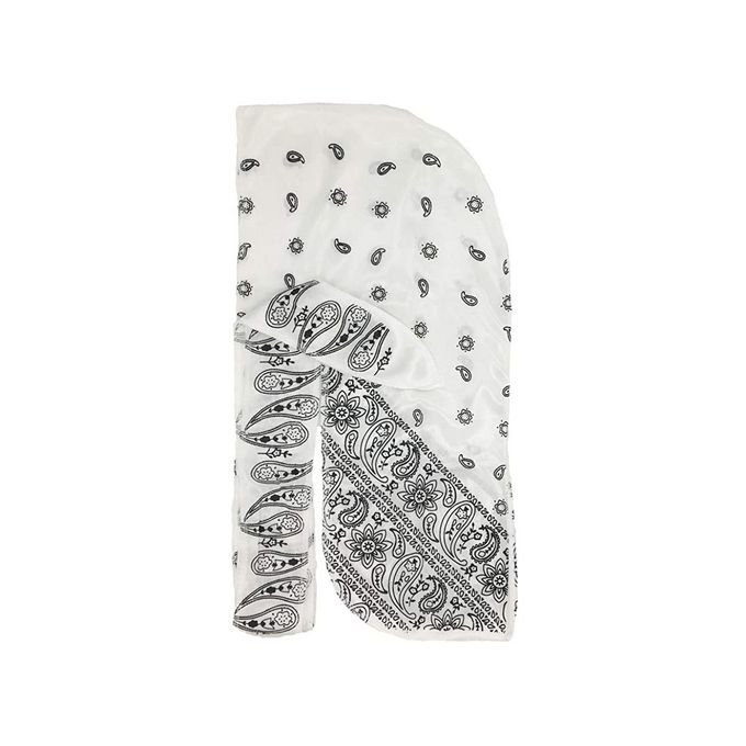 QUALITY GUARANTEED - Premium Silk/Velvet/Bandana WHITE Durags with Long Tail Colorful 360 Waves Cap Doo rag for Men Du-rag