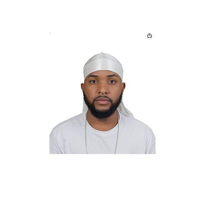 White Silky Durag For Men Wave Cap Satin Dorag For Men Women 360 Wave