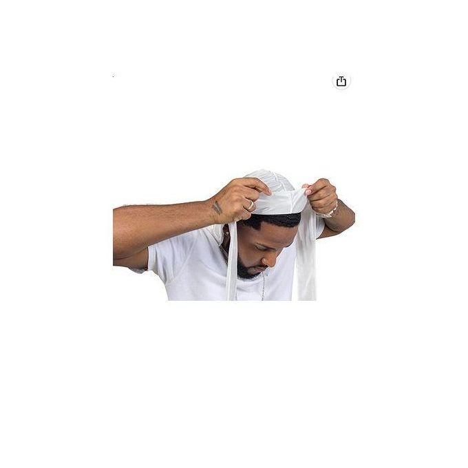 White Silky Durag For Men Wave Cap Satin Dorag For Men Women 360 Wave