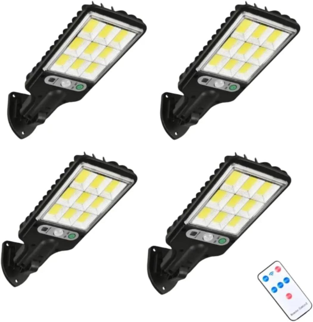 4 pack Outdoor Solar Street Light ABS IP65 Human Motion Sensor Garden Light Remote Control LED Wall Lamp Waterproof