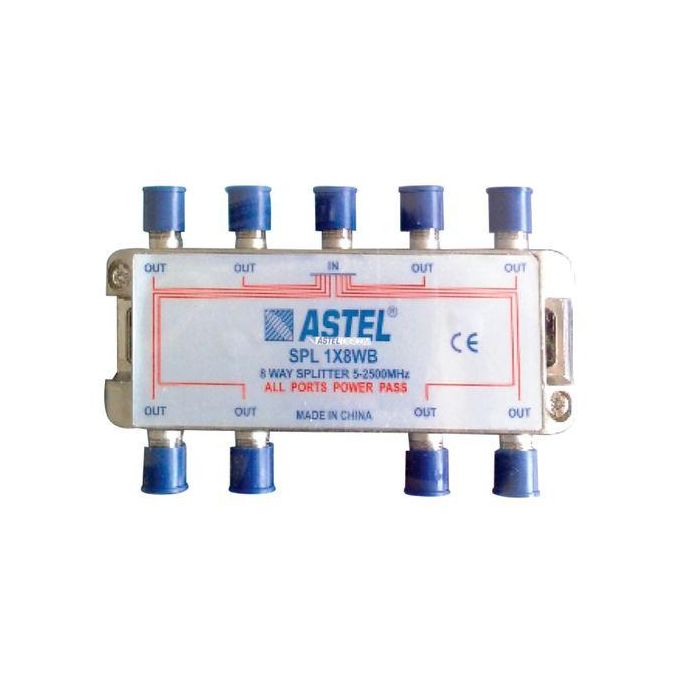 Astel Coaxial Satellite TV RF Signal Splitter With Weather Caps 2/4/6/8 Way