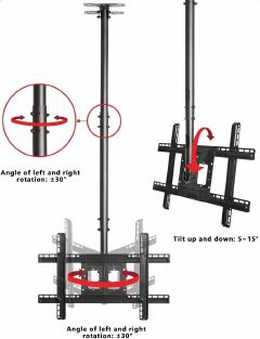 TV CEILING Mount Bracket, Fits 32"-65" Flat Screen