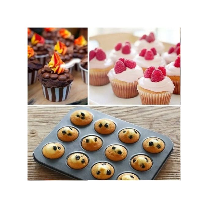 12 Hole Non-stick Cupcake Muffin Queen Cakes Baking Tray/mould