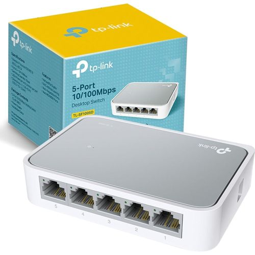 TP Link TP-Link TL-SF1005D 5-Port 10/100 Mbps Desktop Ethernet Switch/Hub, Ethernet Splitter, Plug & Play, no configuration required