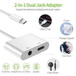 TYPE C Adapter & Splitter, 2 In 1 Aux Headphone Jack Audio & Charging Cable Adapter