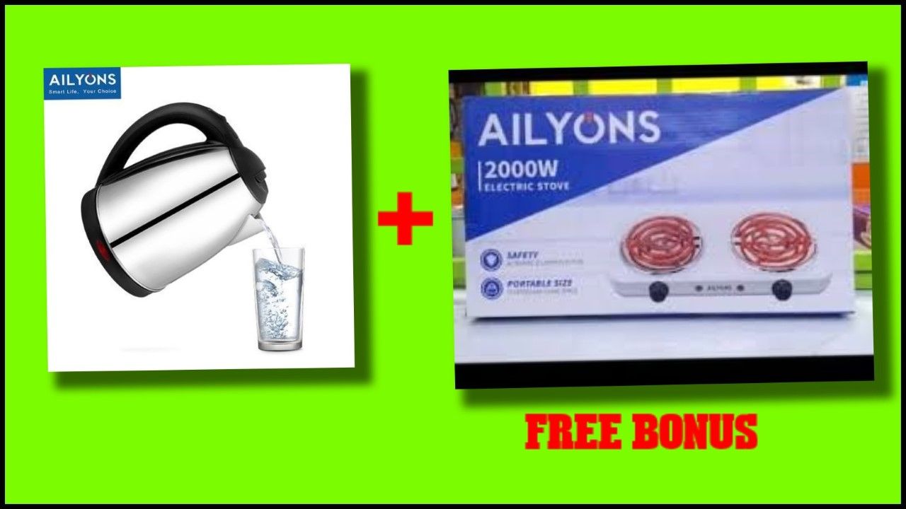 AILYONS Stainless Steel 2.0L Electric Kettle+ FREE BONUS